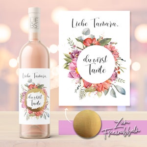 Weinetikett | Rubbellos | Tante | Baby | Schwanger | Flaschenetikett mit Rubbellos | Weinlabel | Personalisierung mit Namen und Nachricht
