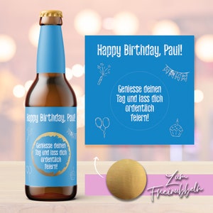 Bieretikett | Happy Birthday | Personalisiertes Geburtstagsgeschenk | Flaschenetikett mit Rubbellos | Bierlabel | Wunschtext