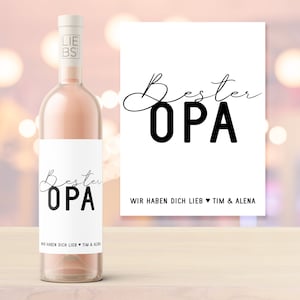 Wijnetiket | BESTE OPA | Vaderdag | Cadeau | Vaderdagcadeau gepersonaliseerd met gewenste tekst