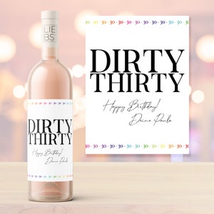 Wine label | birthday | Dirty Thirty | e.g. 30th birthday | Personalization with number and desired text | Personal birthday gift