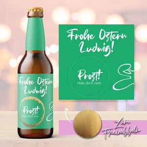 Bieretikett mit Rubbellos | Ostern | Geschenk | Flaschenetikett