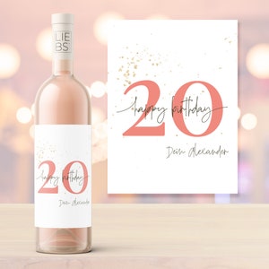 Wine label | 20th birthday | Happy Birthday | Personalization with desired text and name | Birthday gift | Personalized label