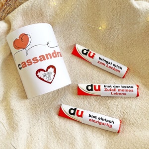 Personalisierte Aufkleber | Banderole mit Namen und Rubbellos | z.B. für Duplo | DU Botschaften | Geschenk | Geburtstag | Valentinstag | DIY