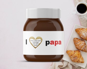 Personalisiertes Etikett mit Rubbellos | z.B. für Nutella | I love Papa | Vatertag | Geschenk | Wunschtext