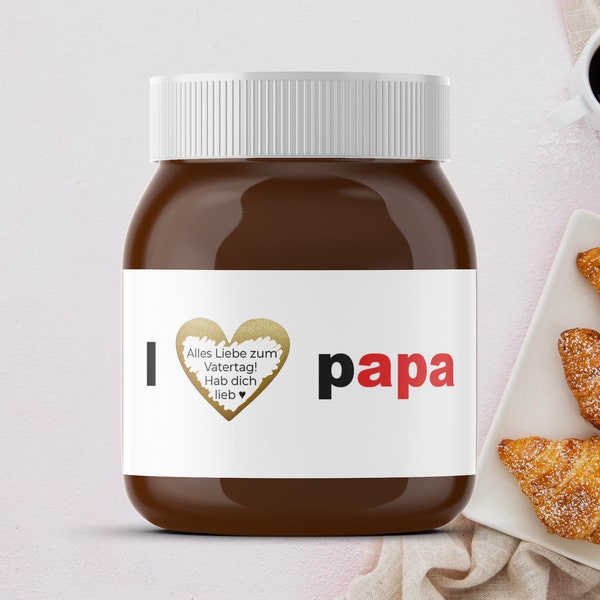 Personalisiertes Etikett mit Rubbellos | z.B. für Nutella | I love Papa | Vatertag | Geschenk | Wunschtext