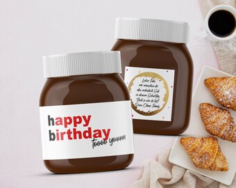 Etikett mit Rubbellos | z.B. für Nutella | Happy Birthday | Flaschenetikett | Label | Gutschein | Rubbelsticker | Geschenk | Geburtstag