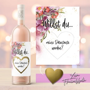 Wijnetiket | Kraskaart | Peettante | Vraag | Flessenetiket met kraskaart | Kraswijnetiket | Etiket voor wijnflessen | Cadeau | geboorte
