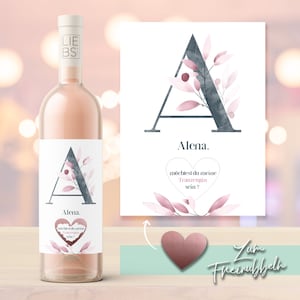 Weinlabel mit Rubbellos | Personalisierung mit Wunschbuchstaben, Namen und Text | Flaschenetikett | Trauzeugin | Hochzeit | Geschenk