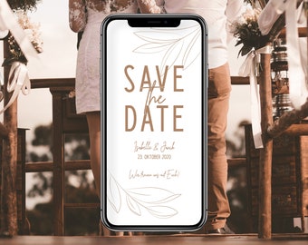 Save The Date Digital Card eCard for your smartphone with your own name and wedding date