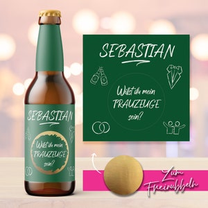 Bieretikett | Bier | Trauzeuge | Rubbellos | Flaschenetikett mit Rubbellos | Weinetikett | Personalisierung | Hochzeit | Geschenk | Frage