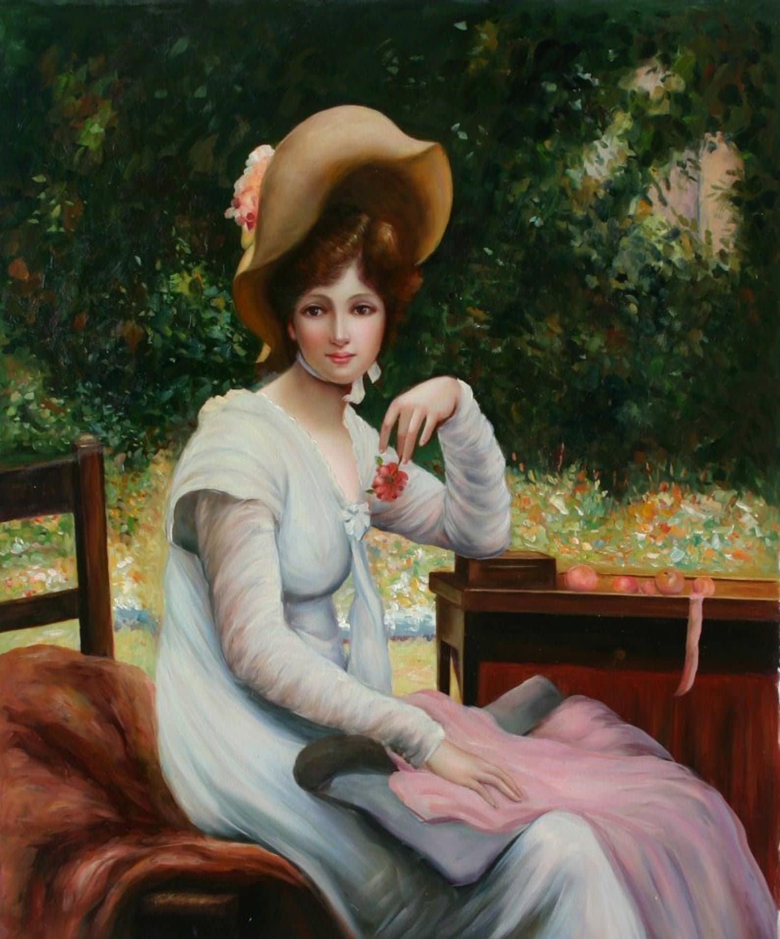 Portrait Young Woman With Hat Painting 
