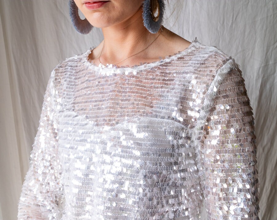 ladies silver sparkly tops