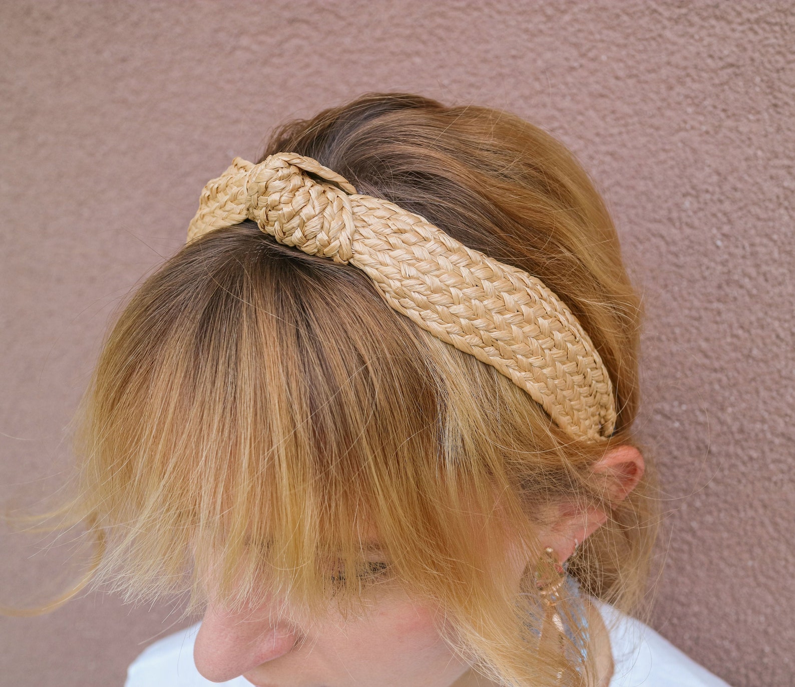 Knotted Straw Headband Straw Summer Headband Raffia Headband Handmade