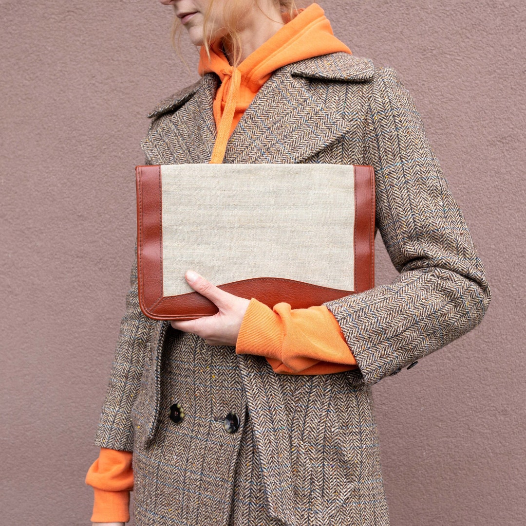Two-Tone Vegan Leather Envelope Handbag