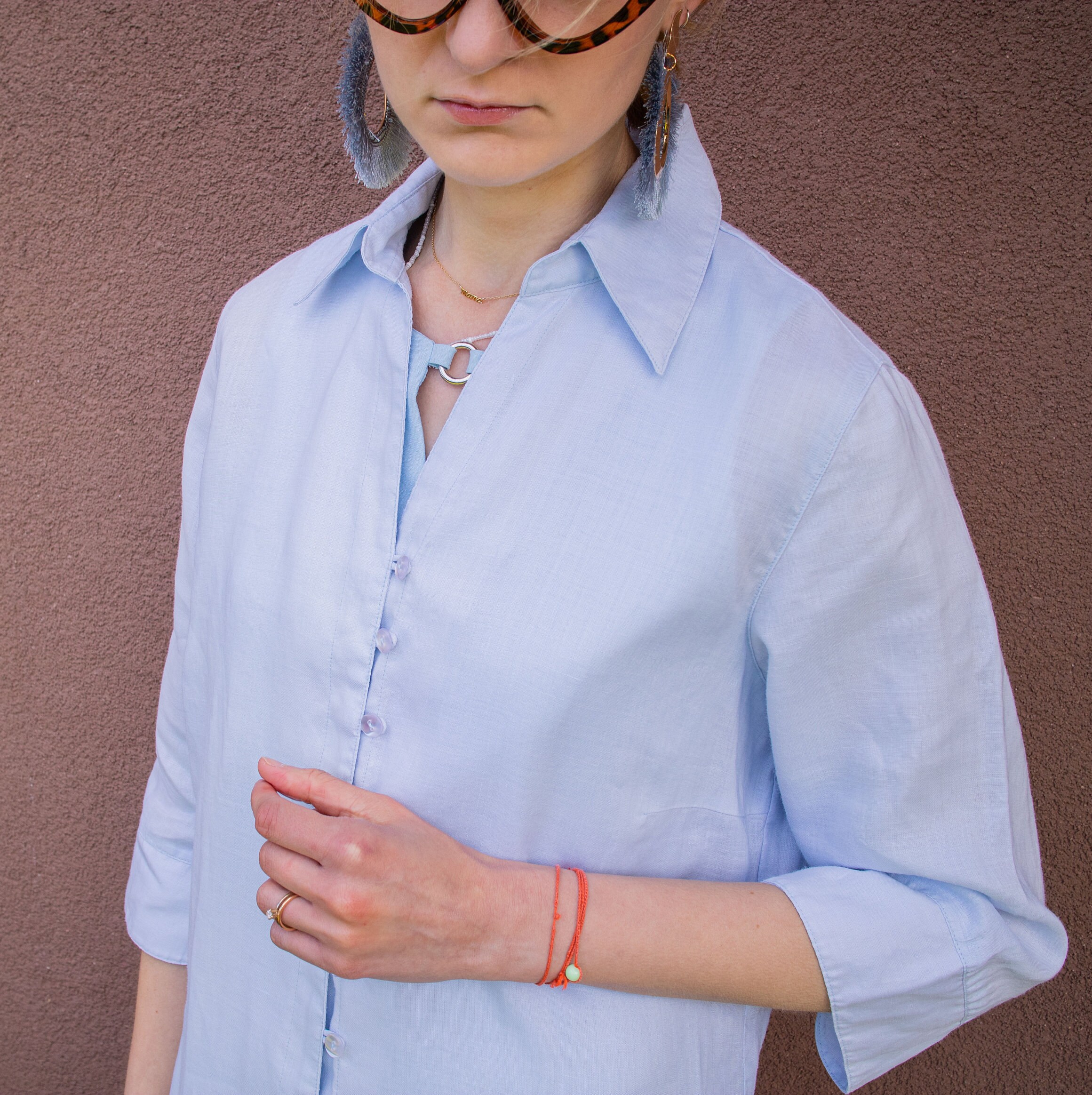Light Blue Linen Woman Shirt Blue Linen Blouse Short Etsy
