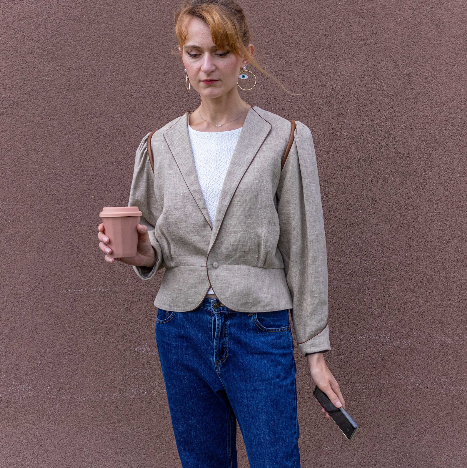 Puff Sleeve Vintage Linen Jacket 80s Vintage Blazer German Etsy