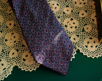 Purple Classic Print Vintage Pure Silk Necktie - Paisley Printed Silk Neck Tie - Men's Vintage Christmas Gift - Interesting Print Necktie