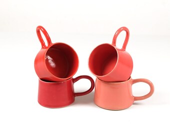 Red Ceramic Coffee Cup Set 4 Piece - Stylish and Elegant