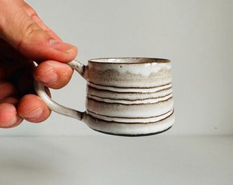 Vintage Style Handmade Ceramic Coffee Mug - Antique Lines