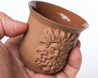 ZEUS - Handmade Porcelain Coffee Cup | Greek Mythology Collection, Ancient Brown