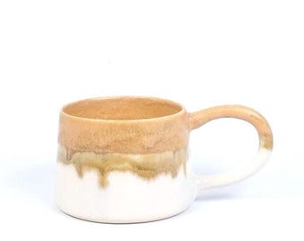 Handmade Ceramic Espresso Cup – 100ml Brown and Pearl White Mug