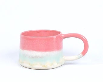 Handmade Ceramic Espresso Cup – 100ml Pink Green Mug