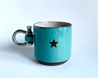 Ceramic Cup With Steel Handle, Coffee Cup With Handle, Coffee Mug for Man, Tea Mug,