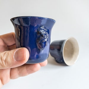 Espresso Cup No Handle, Aphrodite Embossed, Unique Greek Goddess Design, 3.4 oz