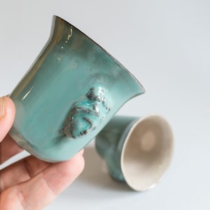 Handmade Ceramic Espresso Cup: Turquoise Macchiato Teaware