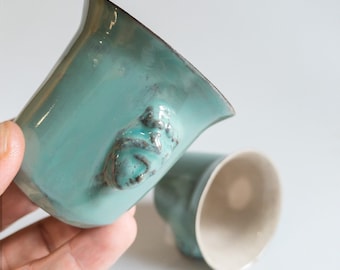 Handmade Ceramic Espresso Cup: Turquoise Macchiato Teaware