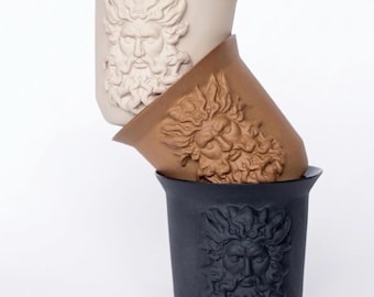 Zeus Porcelain Cup · Greek Mythology Relief Ceramic · Olympus Collection · 175ml · Black, Brown & Antique