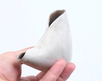 Handmade Matte White Stoneware Sauce and Cream Pitcher – 100 ml Capacity