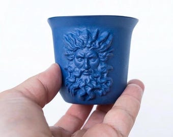 ZEUS - Handmade Porcelain Coffee Cup | Greek Mythology Collection, Aegean Blue