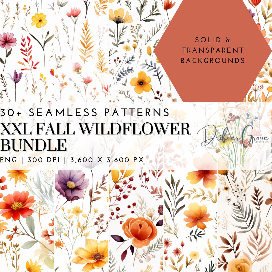 Wildflower Seamless Pattern Digital Paper PNG Instant Download ...