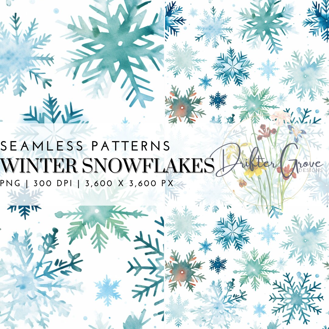 Snowflake Seamless Pattern Digital Paper PNG Instant Download ...