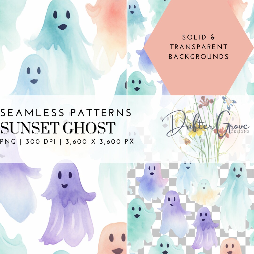 Halloween Ghost Seamless Pattern Digital Paper PNG Instant Download ...