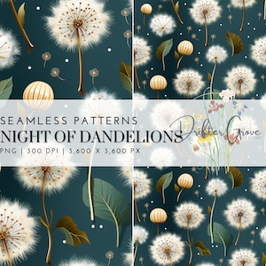 Dandelion Seamless Pattern Digital Paper PNG Instant Download Scrapbooking Paper Crafting Supply