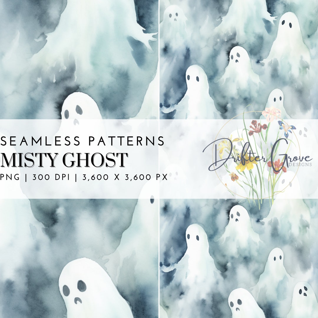 Halloween Ghost Seamless Pattern Digital Paper PNG Instant Download ...
