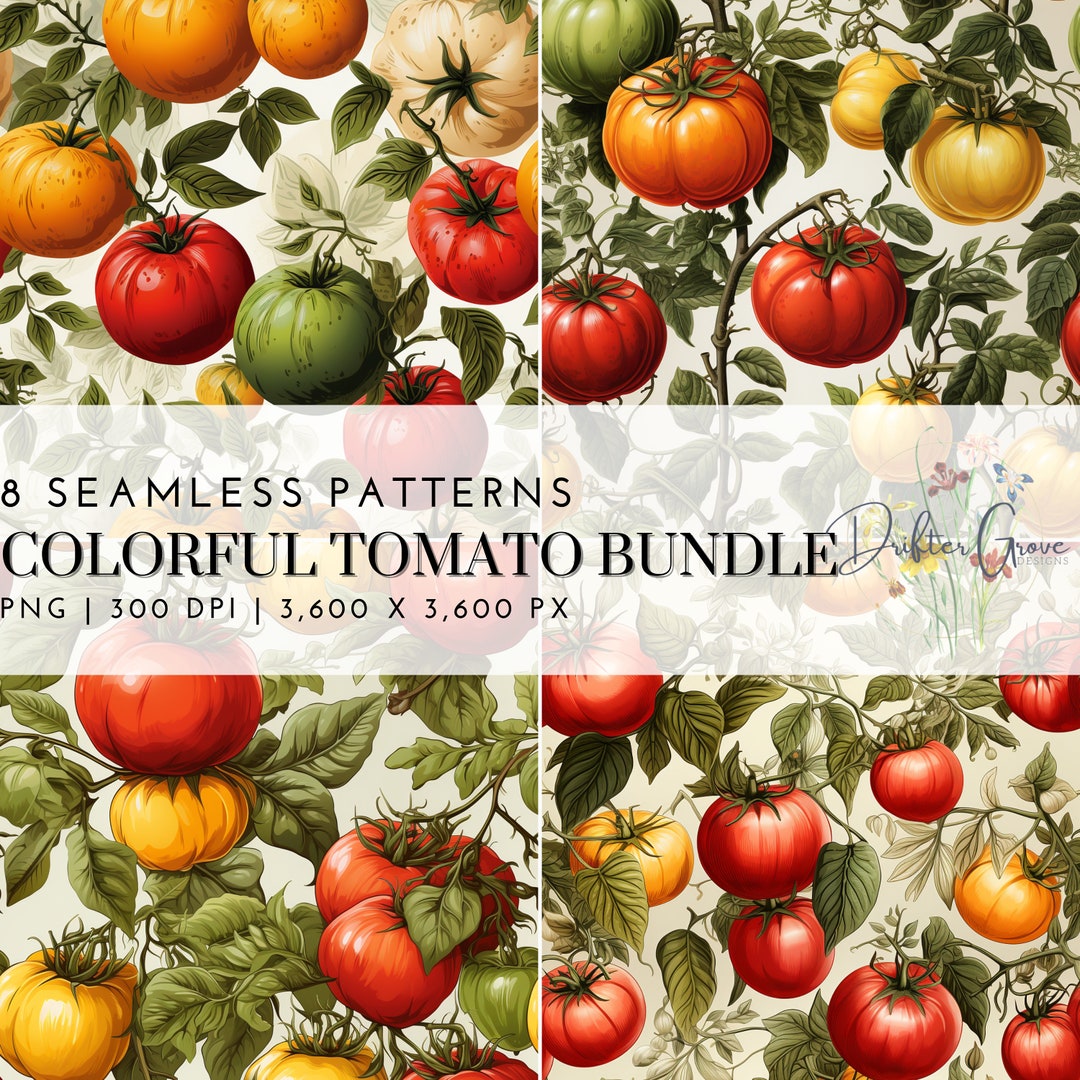Tomato Seamless Pattern Digital Paper PNG Instant Download Scrapbooking ...
