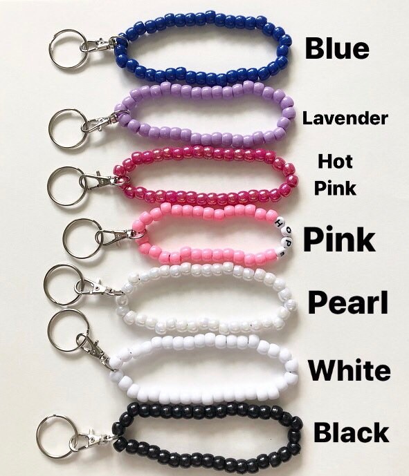 Personalized Elastic Bracelet Keychains Solid Pony Bead Etsy