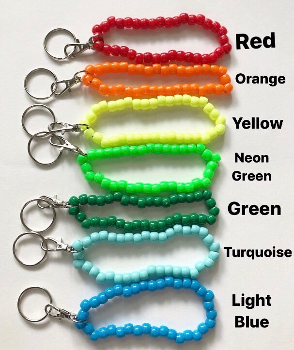 Personalized Elastic Bracelet Keychains Solid Pony Bead Etsy