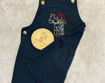 Vestido vaquero bordado – Conjunto de peto estilo western para niñas