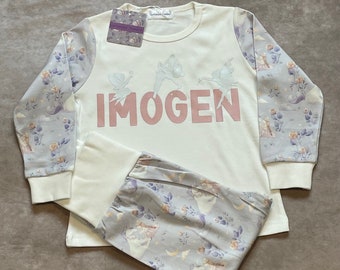 Pijama de cumpleaños personalizado de unicornio y hada – Ropa de estar por casa de algodón orgánico