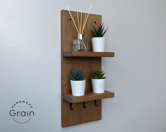 Key Holder Entryway Shelf, Wall Mounted Key Hooks, Floating Shelf