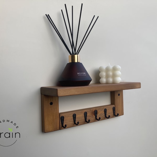 Key Holder Entryway Shelf, Floating Shelf, Wall Mounted Key Hooks