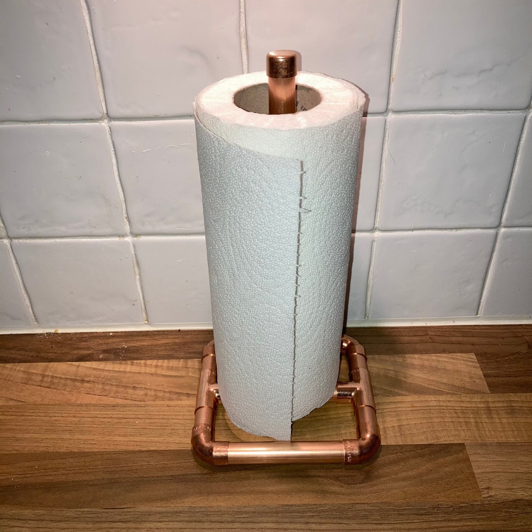 Copper Kitchen Roll Holder Copper Pipe Handmade Industrial Metal Rose