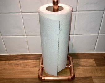 Handcrafted Copper Pipe Kitchen Roll Holder - Made in Yorkshire, Pure Copper
