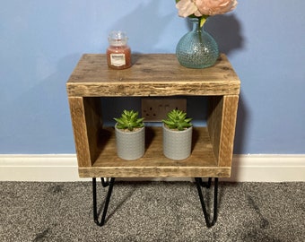 Rustic Bedside Table with Hairpin Legs, Scaffold Furniture, Scaffold Bedside Cabinet.