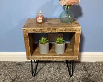 Rustic Bedside Table with Hairpin Legs, Scaffold Furniture, Scaffold Bedside Cabinet.