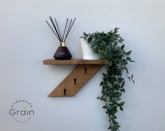 Key Holder Entryway Shelf, Floating Shelf, Wall Mounted Key Hooks